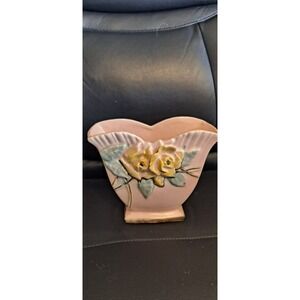 Vintage McCoy Wild Rose Year 1952 Square Raised Flower Vase Planter Pink